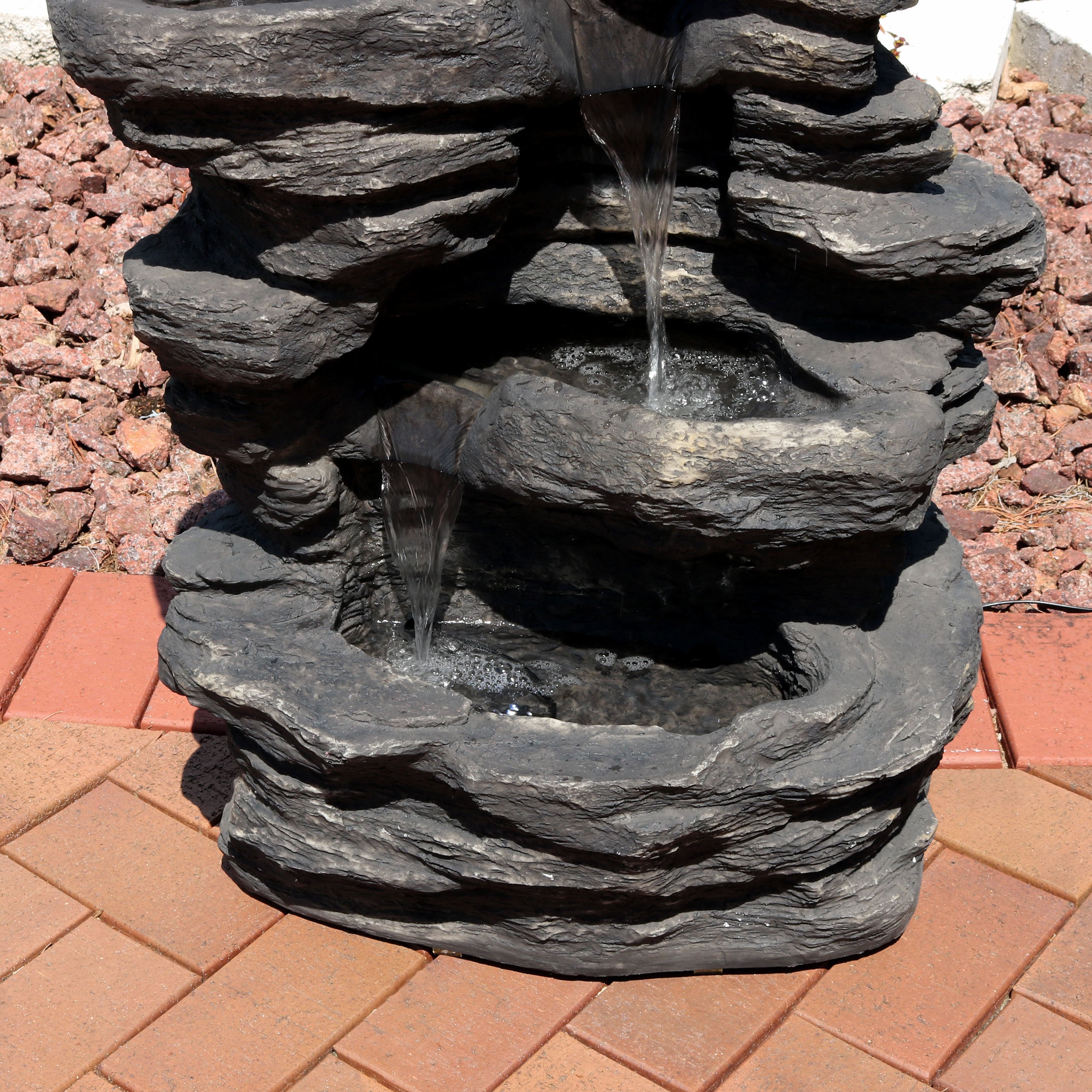 Sunnydaze Rock Falls Electric Waterfall Fountain with LED Lights - 39