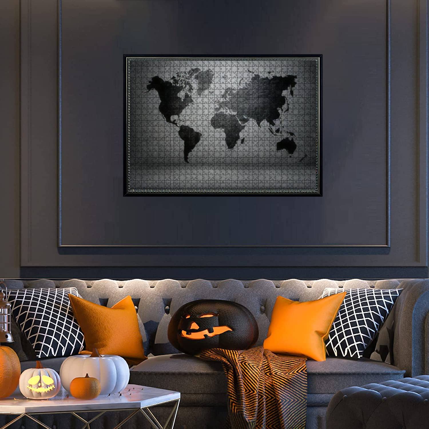 1000 Piece Jigsaw Puzzle - Black World Map with Continents & Islands for Adults & Kids | Educational, Fun & Challenging Game for Family Bonding, Classroom Learning & Stress Relief