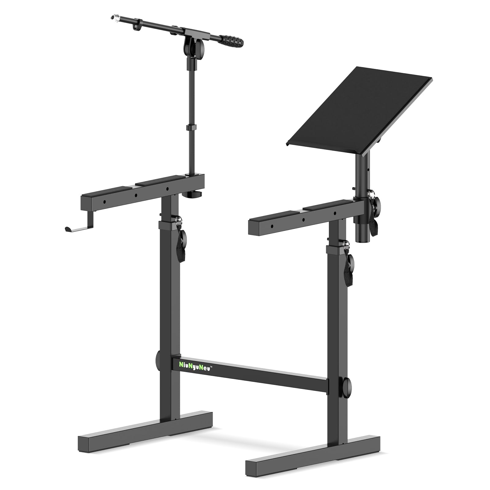 Heavy Duty Multi-Functional Keyboard Stand with Adjustable Piano Stand, Microphone Holder & Laptop Tray - Perfect for Home Studio, Live Performances & Music Practice