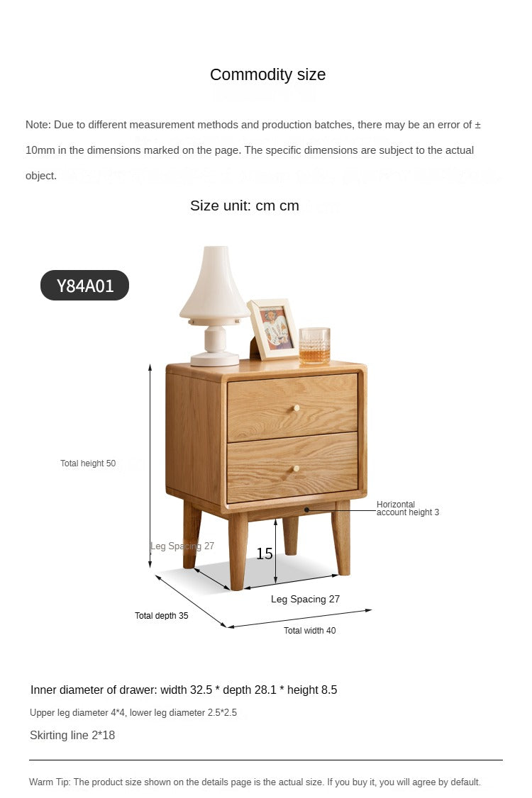 Solid Wood Nightstand - Beech or Oak Bedside Table for Bedroom, Modern & Rustic Home Decor, Durable and Stylish Storage Solution