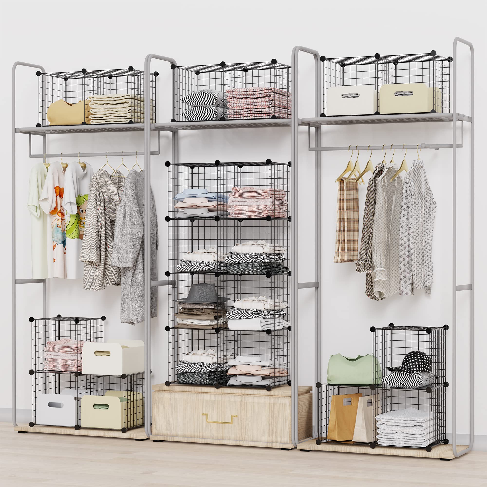 HOMIDEC 12-Pack Closet Organizers and Storage Cubes, DIY Wire Cube Shelves for Garment Racks, Wardrobe, Bedroom & Office Organization - Perfect for Clothes, Shoes, Toys and Home Storage Solutions