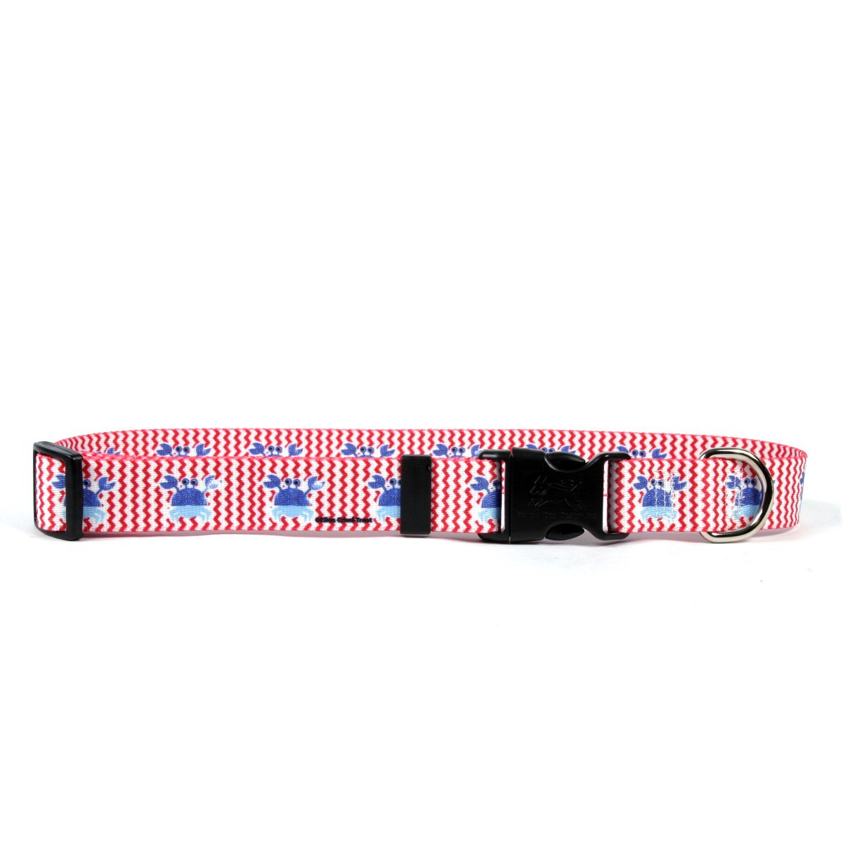Yellow Dog Design Crab Crazy Dog Collar - 1 Inch Wide Adjustable Pet Collar (Fits 18-28 Inch Neck) for Large Dogs - Perfect for Beach Outings & Summer Adventures