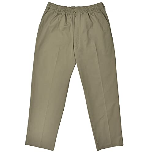 Falcon Bay Big & Tall Men's Casual Twill Pants with Full Elastic Waist - Comfortable Stretch Fit for Work, Travel & Everyday Wear
