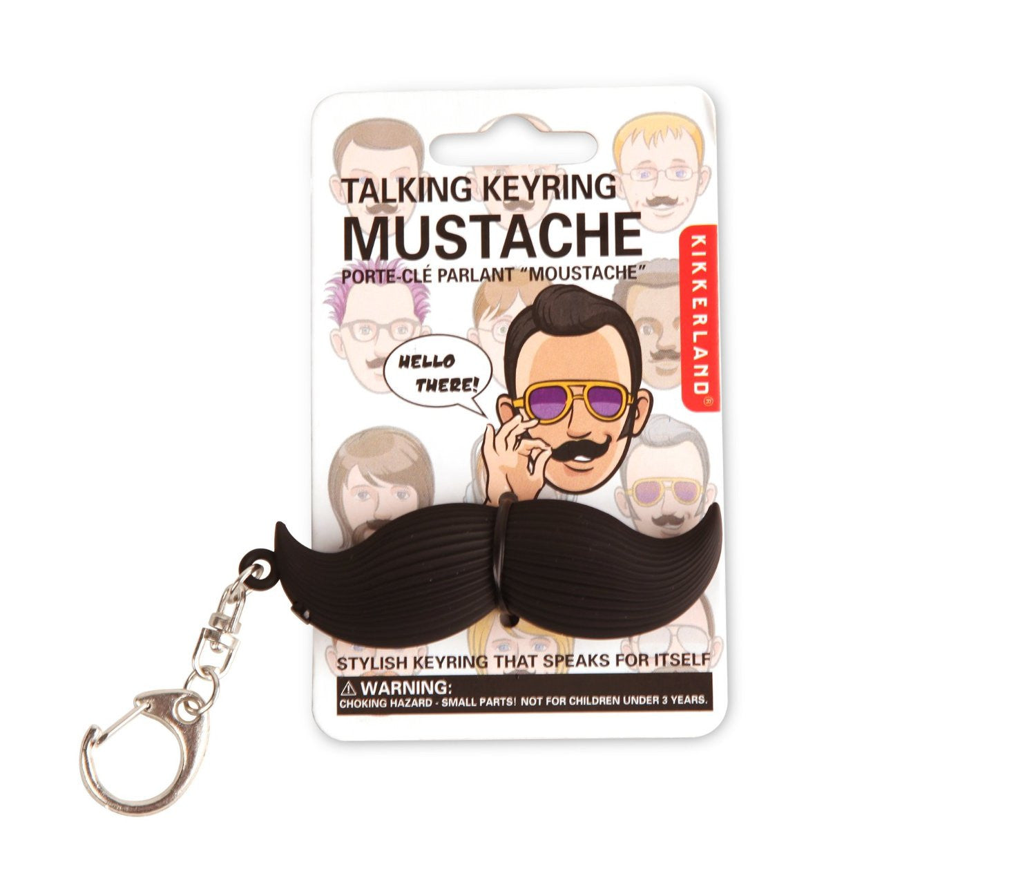 Kikkerland Mustache Keychain - Fun Novelty Keyring for Keys, Wallets & Gifts - Perfect for Parties, Gag Gifts & Everyday Use