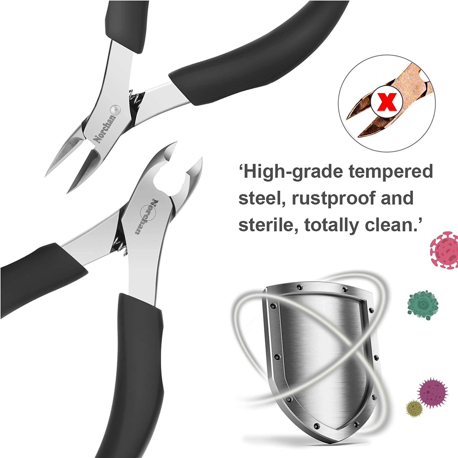 **Heavy Duty Ingrown Toenail Clippers for Thick Nails - Extra Large 4PCS Set - Professional Pedicure Tool for Seniors & Adults - Perfect for Home, Salon & Travel Use**