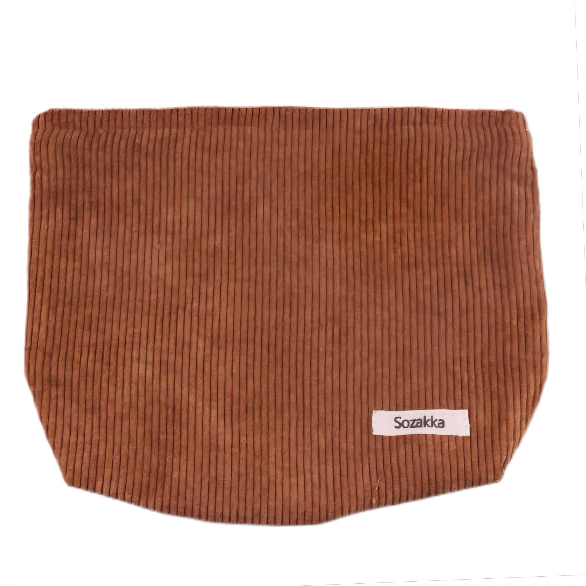 Velvet Makeup Bag for Women - Large Capacity Cosmetic Organizer with Canvas Travel Toiletry Bag - Perfect for Travel, Home & Office Organization (Brown)