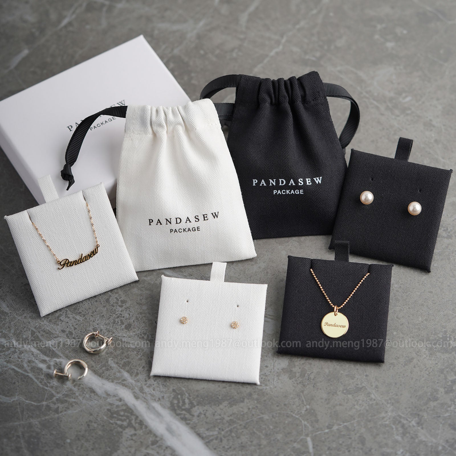 50 Sets 10x8cm Herringbone Twill Cotton Jewelry Pouches - Custom Earring & Necklace Gift Bags for Jewelry Storage, Travel Organizer, and Wedding Favors