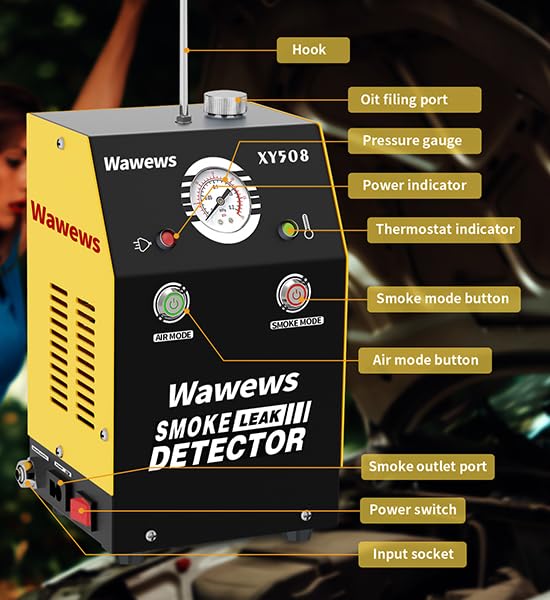 2024 Upgraded DC12V EVAP Smoke Machine Leak Detector - Automotive Pipe System Tester for Car AC, Fuel & Vacuum Lines | Professional Diagnostic Tool for Mechanics & DIY Auto Repair