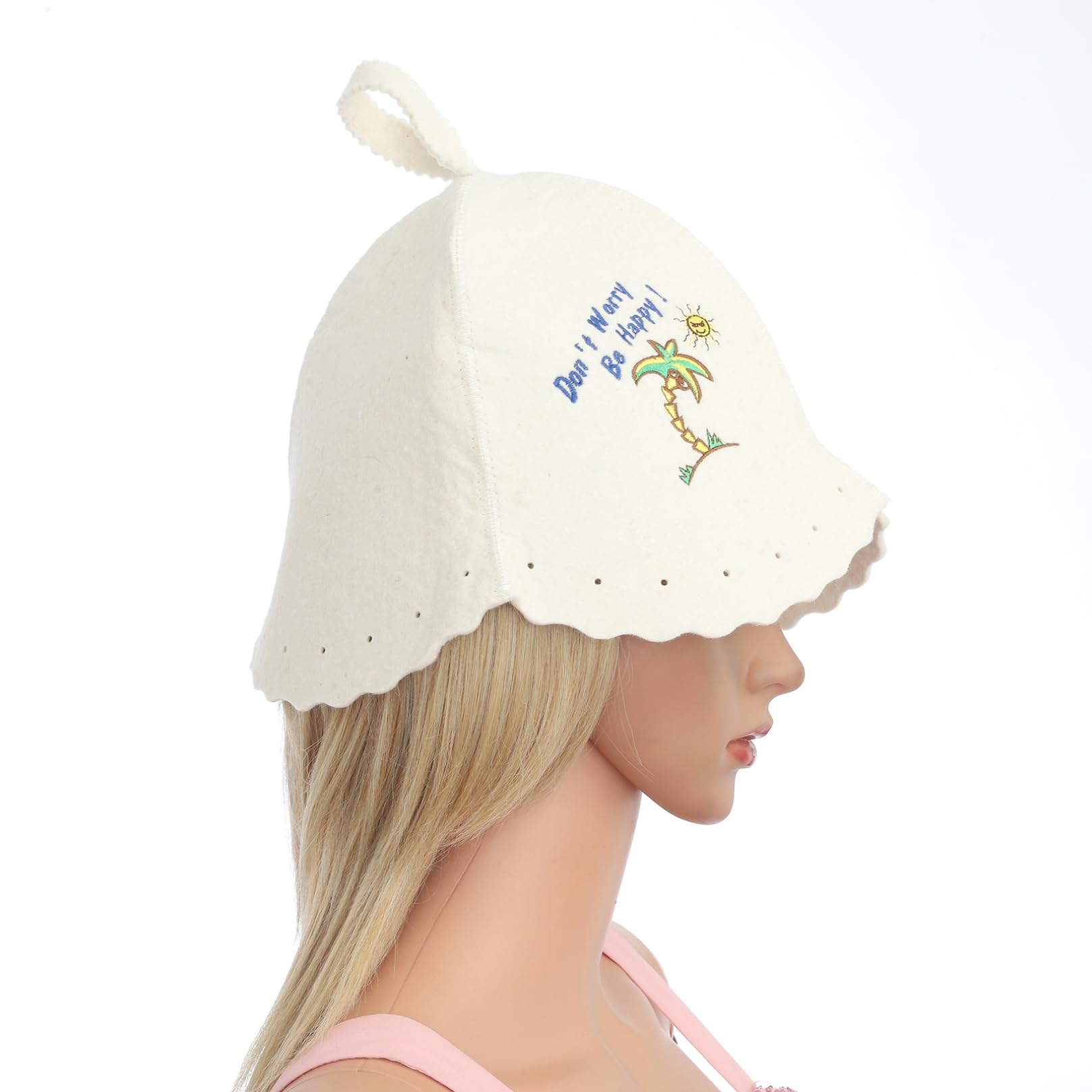 Agoky Wool Sauna Hat for Men & Women - Breathable Anti-Heat Sauna Hood Cap - White Sauna Accessories for Spa, Steam Room & Home Relaxation