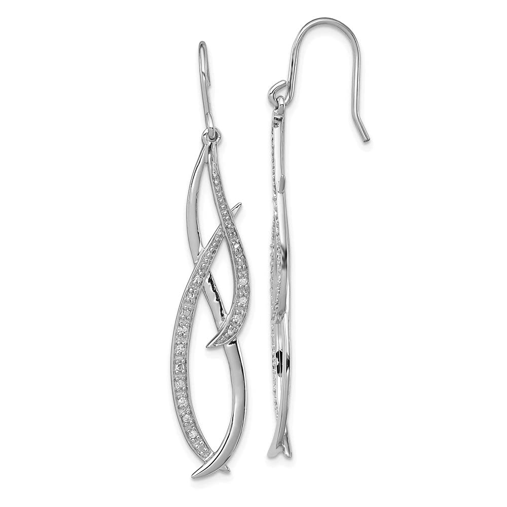 Sterling Silver Rhodium Plated Diamond Dangle Earrings for Women - Elegant Fine Jewelry for Parties, Weddings & Special Occasions
