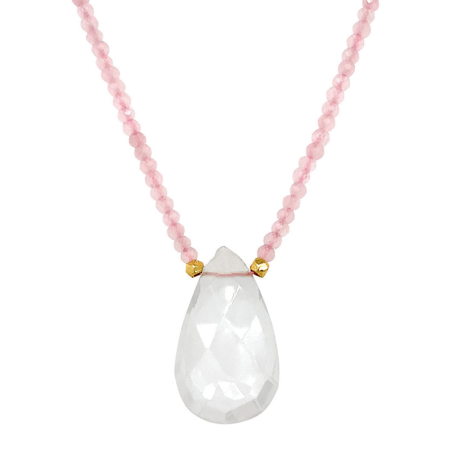 American Coin Treasures Crystal Pendant & Rose Quartz Bead Necklace - Elegant Jewelry Gift for Women, Birthday, Anniversary & Special Occasions