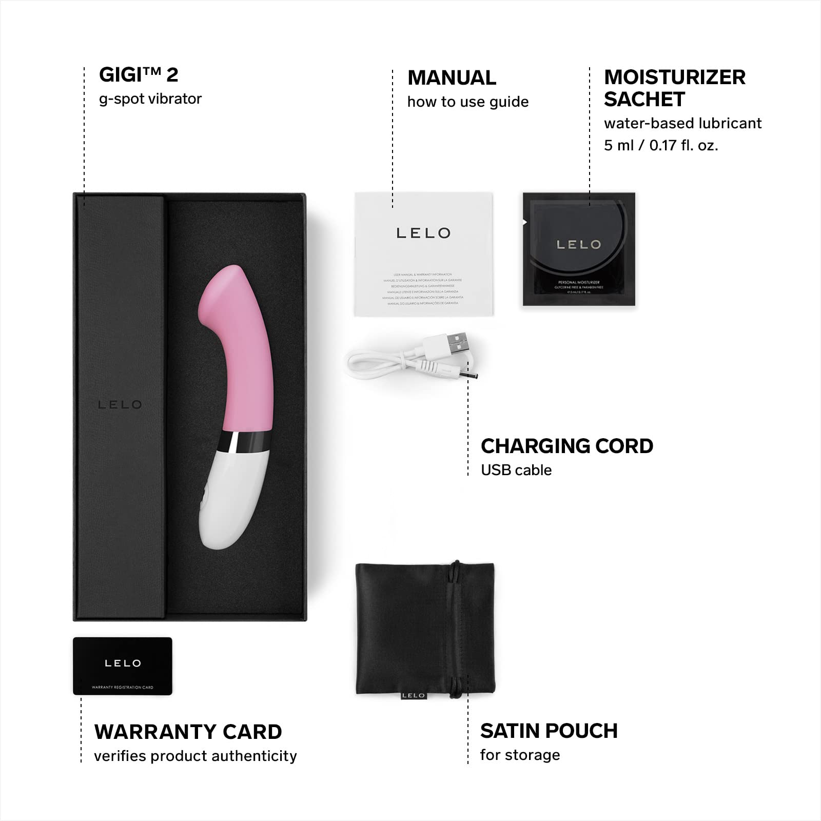 LELO GIGI 2 Powerful Personal Massager for Women - Curved & Ultra Quiet Rechargeable G-Spot Vibrator - Best Female Sex Toy for Intimate Pleasure & Stress Relief - Perfect for Solo Play & Couples Foreplay (Pink)