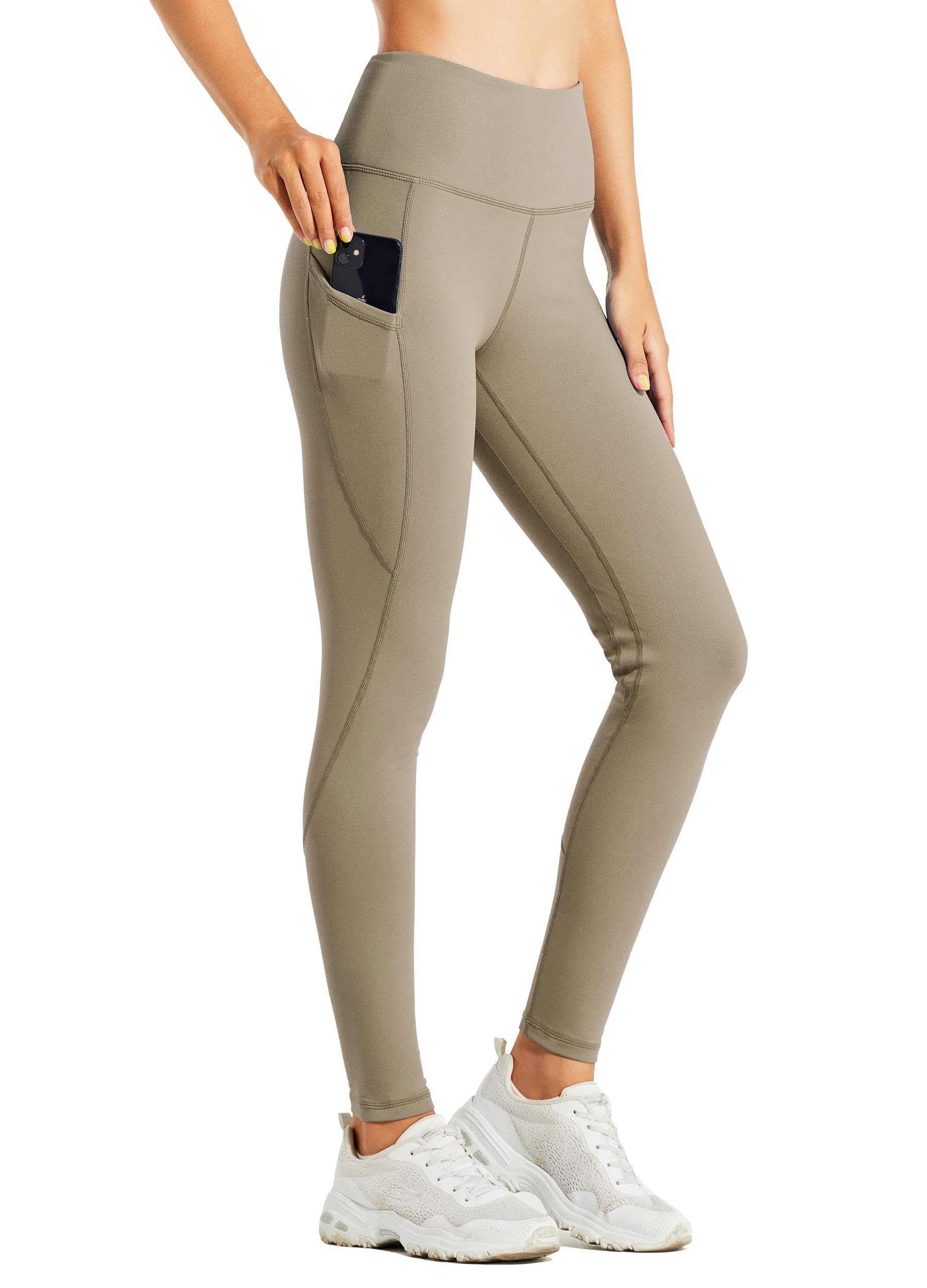Willit Women's Fleece Lined Leggings - Water Resistant Thermal Winter Pants with Pockets, High Waisted Yoga Running Hiking Tights for Outdoor Activities & Cold Weather