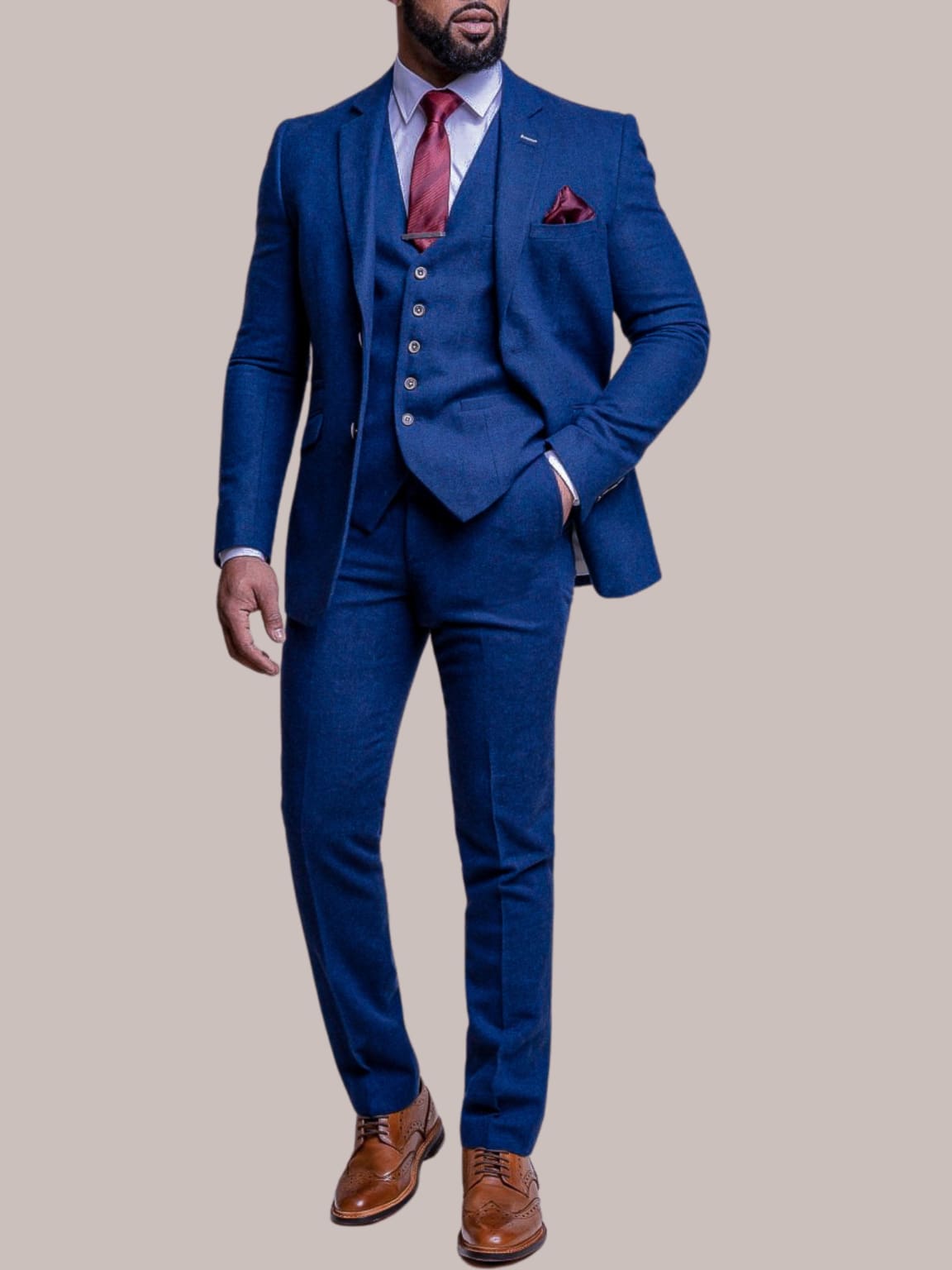 Cavani Orson Men's Blue Tweed Blazer Jacket | Slim Fit Business Casual Sport Coat | Perfect for Weddings, Office & Formal Events