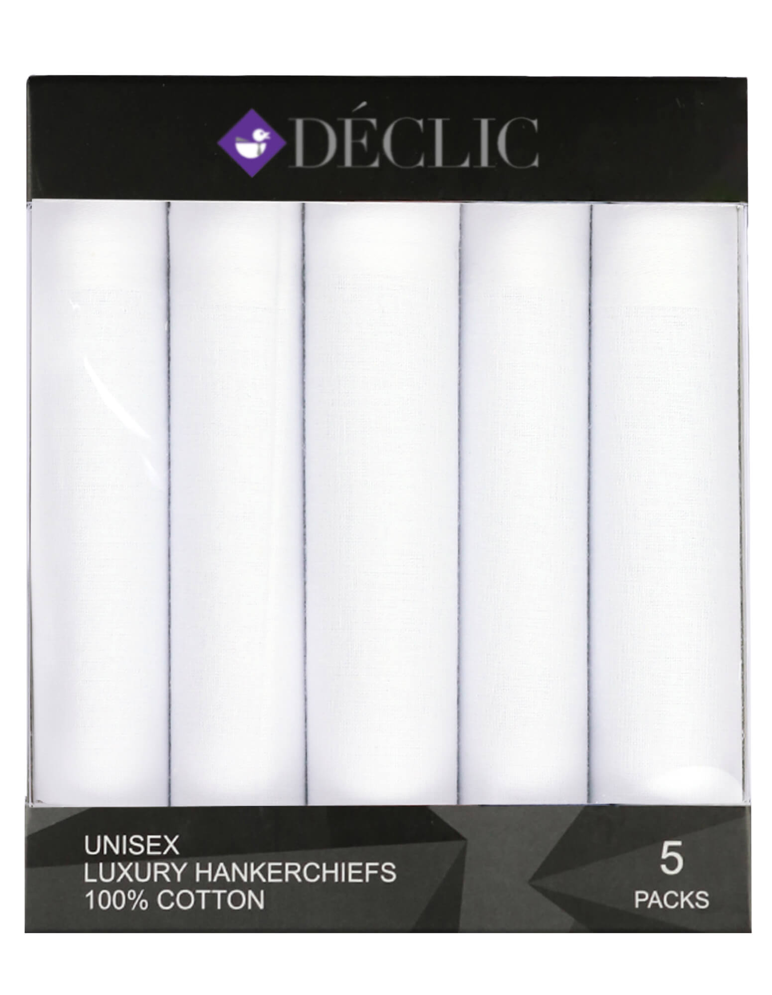 DÉCLIC Soft Cotton Handkerchiefs (5 Pack) - Premium White for Men & Women - Gentle on Skin - Perfect for Everyday Use, Weddings, and Formal Events