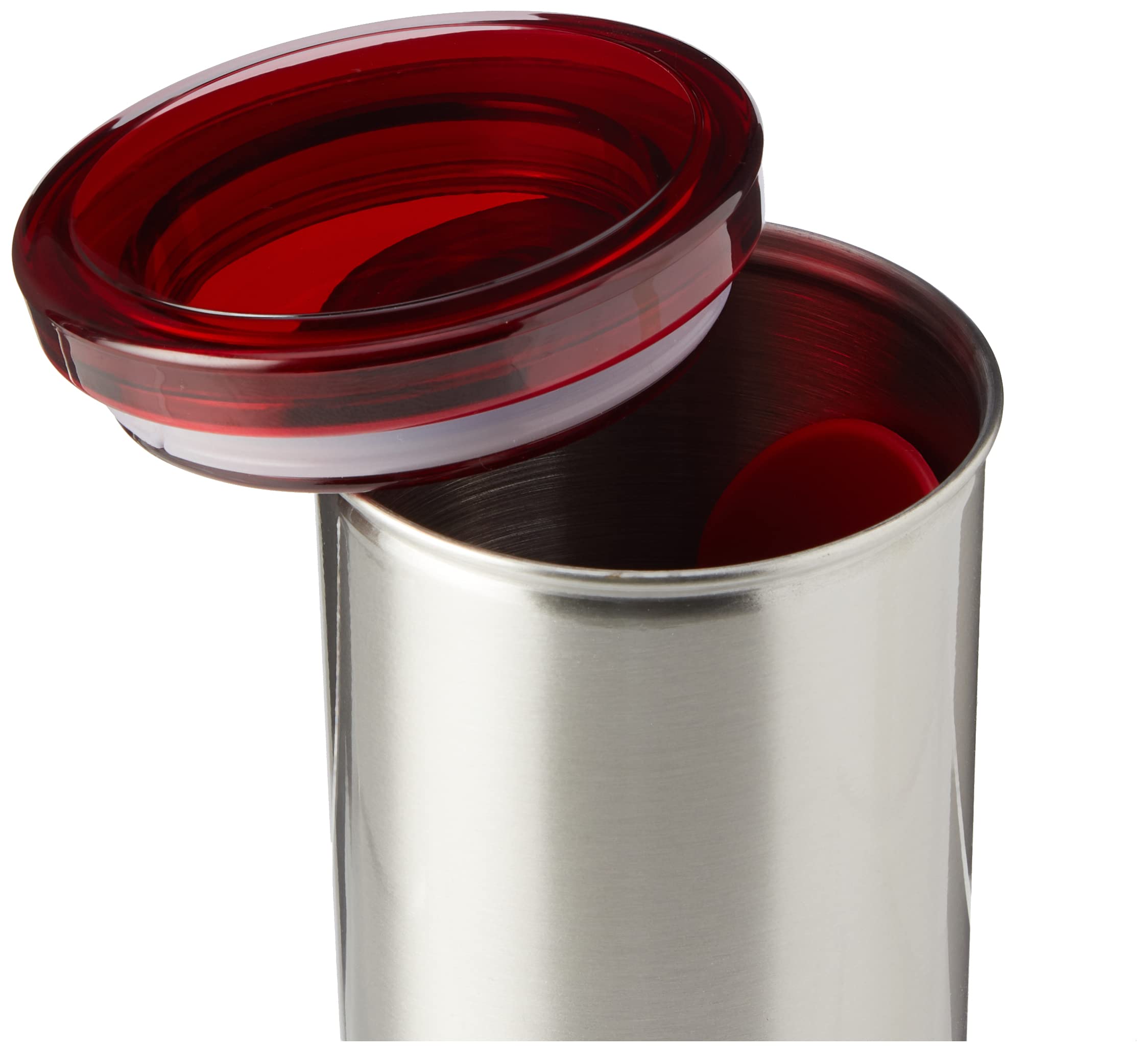 Brabantia Senseo Coffee Pod Storage Jar - Airtight Container with Matt Steel Fingerprint Proof Red Lid - Perfect for Kitchen Countertop & Coffee Station Organization