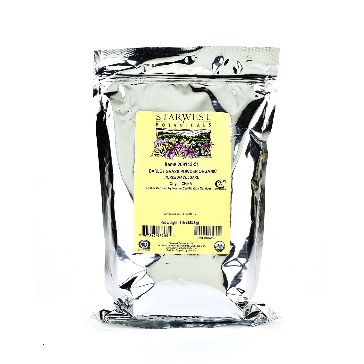 Organic Barley Grass Powder by Starwest Botanicals - 1 lb (16 oz) | USDA Certified, Non-GMO, Vegan Superfood for Smoothies, Juices & Detox Drinks | Boost Energy & Immunity Naturally