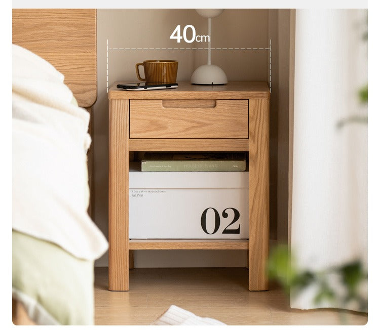 Solid Oak Wood Nightstand - Bedside Table with Drawer for Bedroom Furniture, Perfect for Storage and Decor | Modern & Rustic Home Design