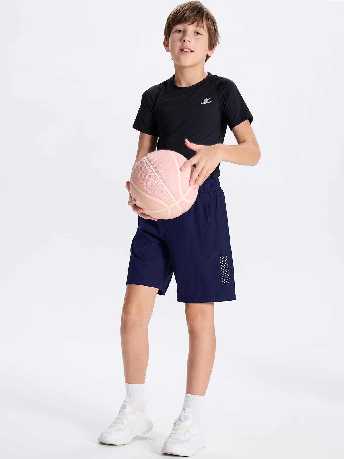 DEVOROPA Youth Boys Athletic Running Shorts - Lightweight Quick Dry Sports Shorts for Workout, Gym & Hiking with Zip Pockets & UPF 50+ Sun Protection - Perfect for Outdoor Activities & Summer Sports