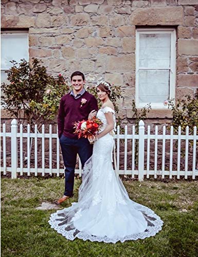 Elegant White Lace Mermaid Wedding Dress for Women - Off Shoulder Formal Bridal Gown Size 8 | Perfect for Beach Weddings, Vow Renewals & Romantic Photoshoots