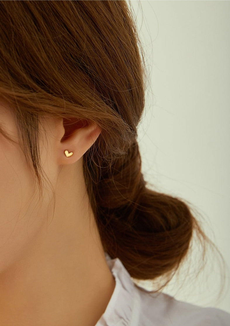 14K Gold Plated Silver Heart Tiny Earrings - Elegant Bridal Party Gifts for Women - Perfect for Weddings, Anniversaries & Special Occasions