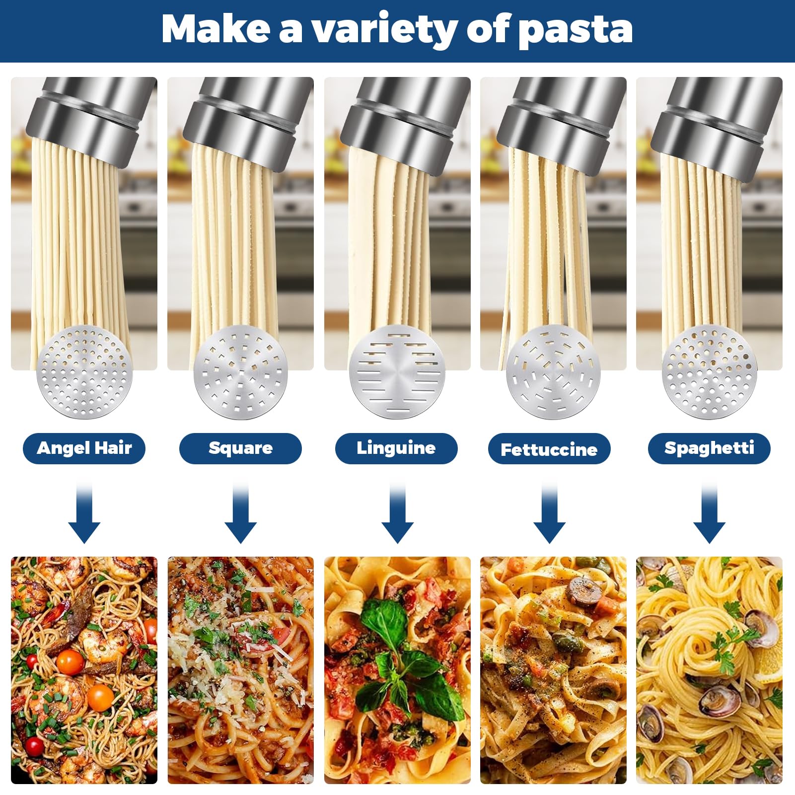 Electric Pasta Maker Machine - Cordless Handheld Noodle Maker with 3 Moulds & Cutter for Homemade Spaghetti, Fettuccine, Lasagna | Perfect for Italian Cooking, Family Dinners & Restaurant Use