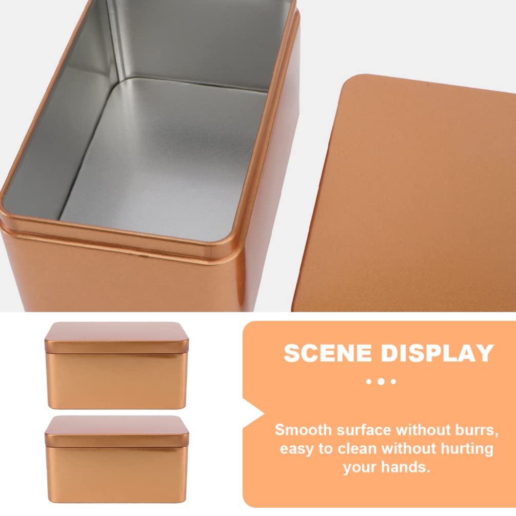 Jojofuny 2-Pack Golden Metal Tins - Airtight Empty Tinplate Containers for Tea, Coffee, Spice & Candy Storage | Perfect for Kitchen Organization, Gift Packaging & DIY Crafts