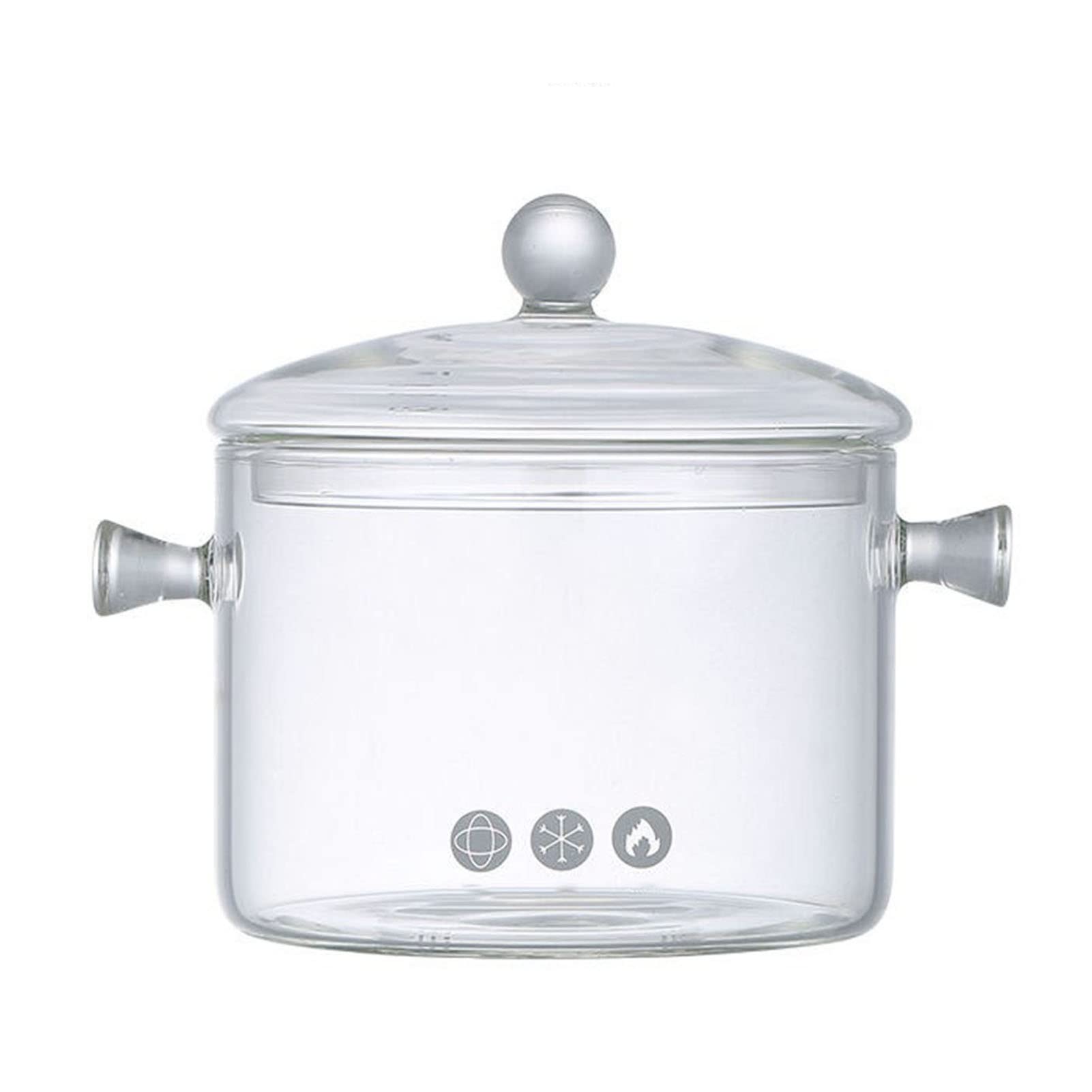 Heat-Resistant Glass Saucepan - 2000ML Transparent Stew Pot for Cooking & Serving