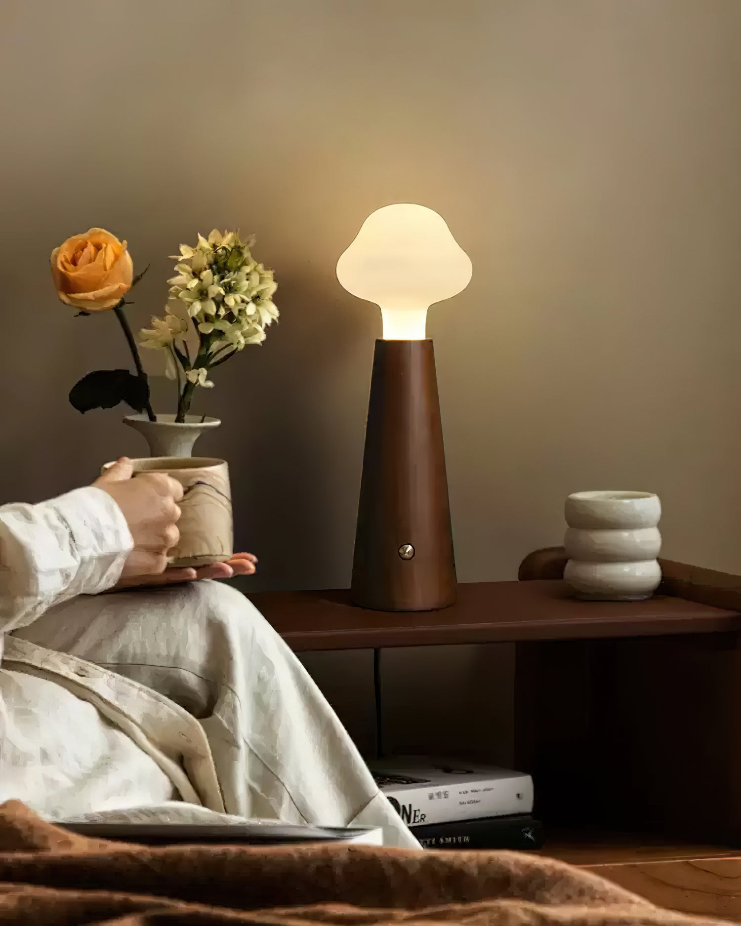 Cloudlet Table Lamp - Modern LED Nightstand Light with USB Charging Port, Touch Control & Adjustable Brightness - Perfect for Bedroom, Living Room, Office & Reading Nook