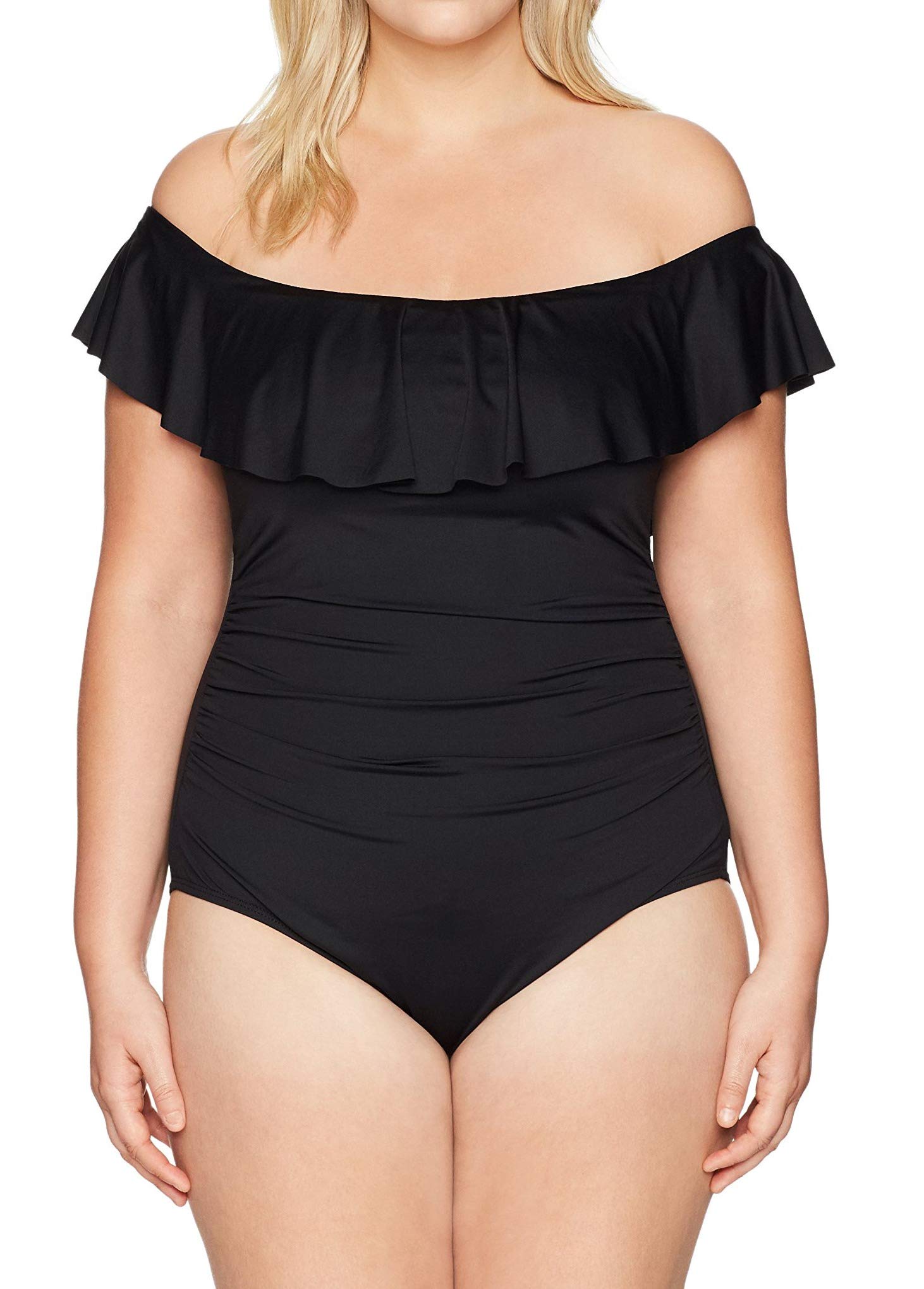 La Blanca Women's One Piece Swimsuit - Off Shoulder Ruffle Bathing Suit for Beach, Pool & Vacation | Island Goddess Swimwear for Summer