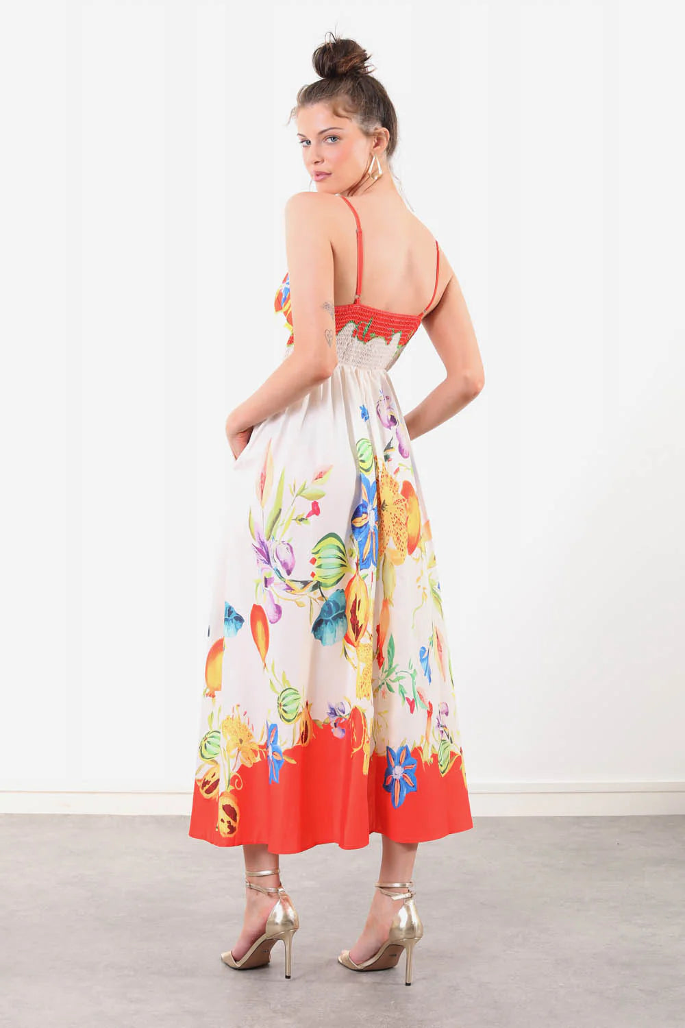 Alma Midi Summer Dress for Women - Flowy Orange Sundress with Pockets | Beach Vacation, Casual Outing, Date Night Outfit