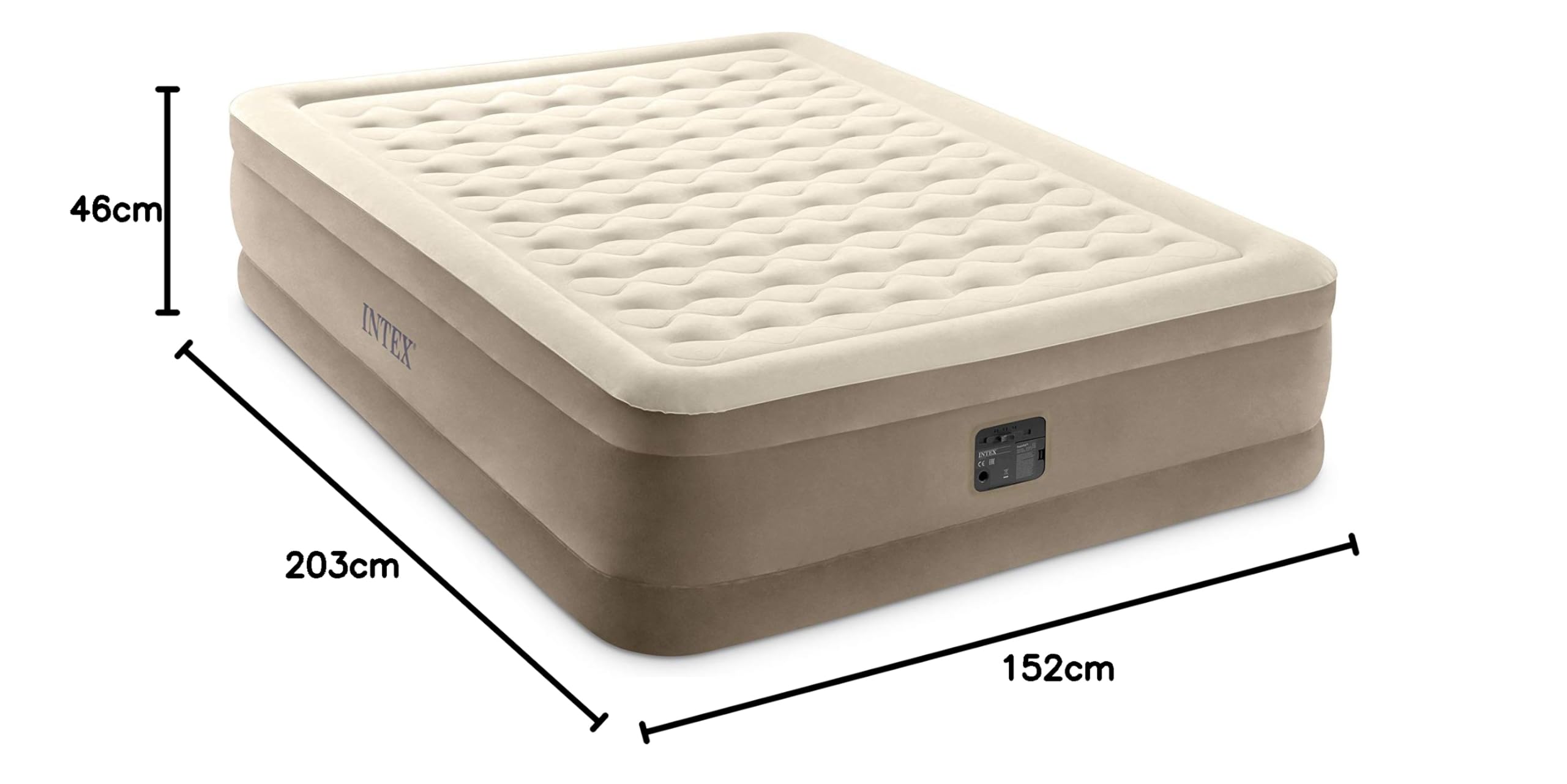 Intex Queen Ultra Plush Airbed with Fiber-Tech BIP - Premium Inflatable Mattress for Camping, Guest Bed & Home Use - Comfortable & Durable Air Bed with Built-in Pump