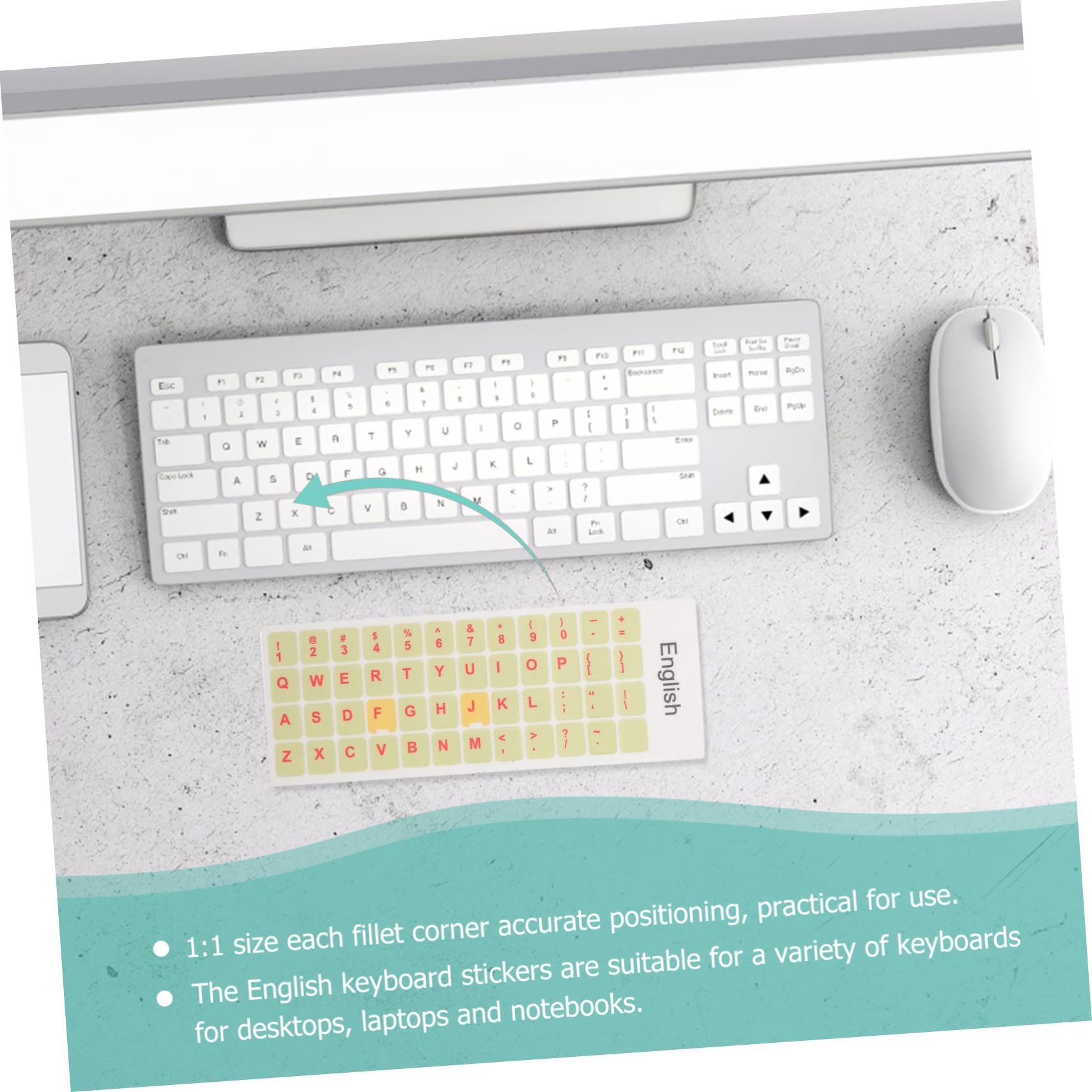 Lurrose 2-Pack Universal Laptop Keyboard Stickers - English Letter ABS Decorative Film for Notebook & Computer (Perfect for Work, Gaming & Travel)