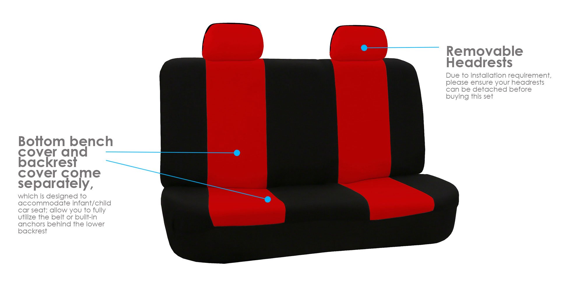 Universal Fit Red Flat Cloth Seat Covers for Cars, Trucks & SUVs - Durable Rear Bench Protection for Daily Commute & Road Trips