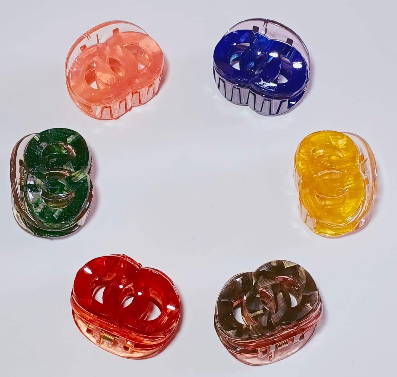 SR SELECTION Women's Hair Claw Clips - 6 Pack Medium Size Plastic Hair Clips for Women & Girls - Multicolor Hair Accessories for Ponytail, Bun & Updo Hairstyles - Perfect for Work, School & Everyday Use