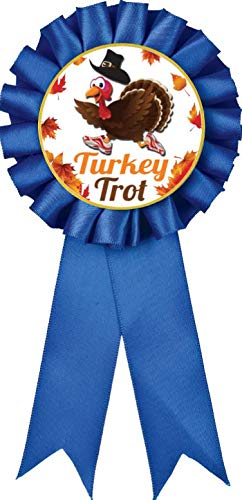Turkey Trot Blue Rosette Ribbon - Premium Award Prize for Turkey Trot Race Winners | Perfect for 5K Runs, Thanksgiving Marathons & Sports Competitions