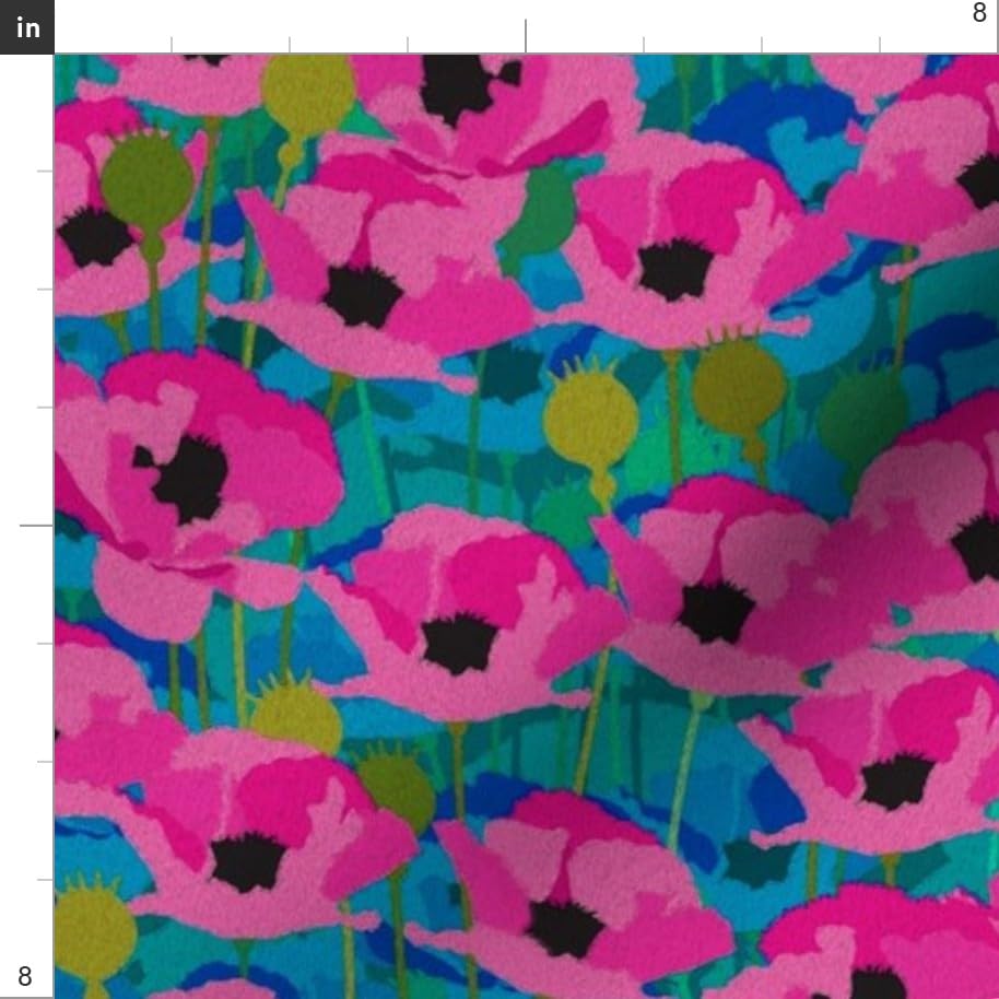 Poppies Flowers Blossom Nature Printed Cotton Fabric by The Yard - Premium Petal Signature Cotton for Sewing, Quilting, Apparel & Home Decor | DIY Crafts, Dressmaking, Curtains & Pillow Covers