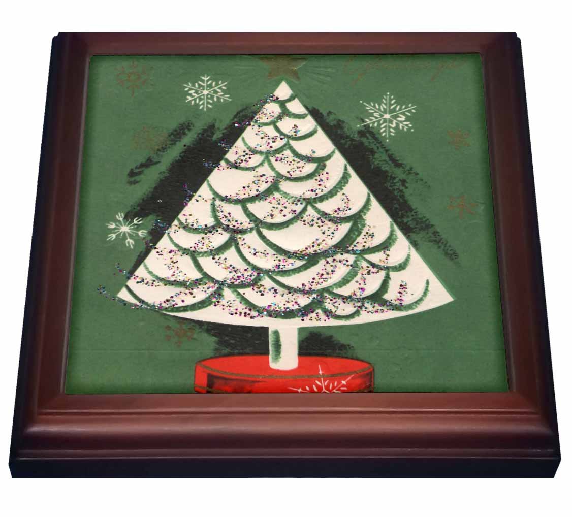 3D Rose Brown Ceramic Tile Christmas Tree Trivet - 8x8 Inch Heat Resistant Coaster for Holiday Decor, Kitchen & Dining Table Protection - Perfect for Christmas Party, Gift & Home Decoration
