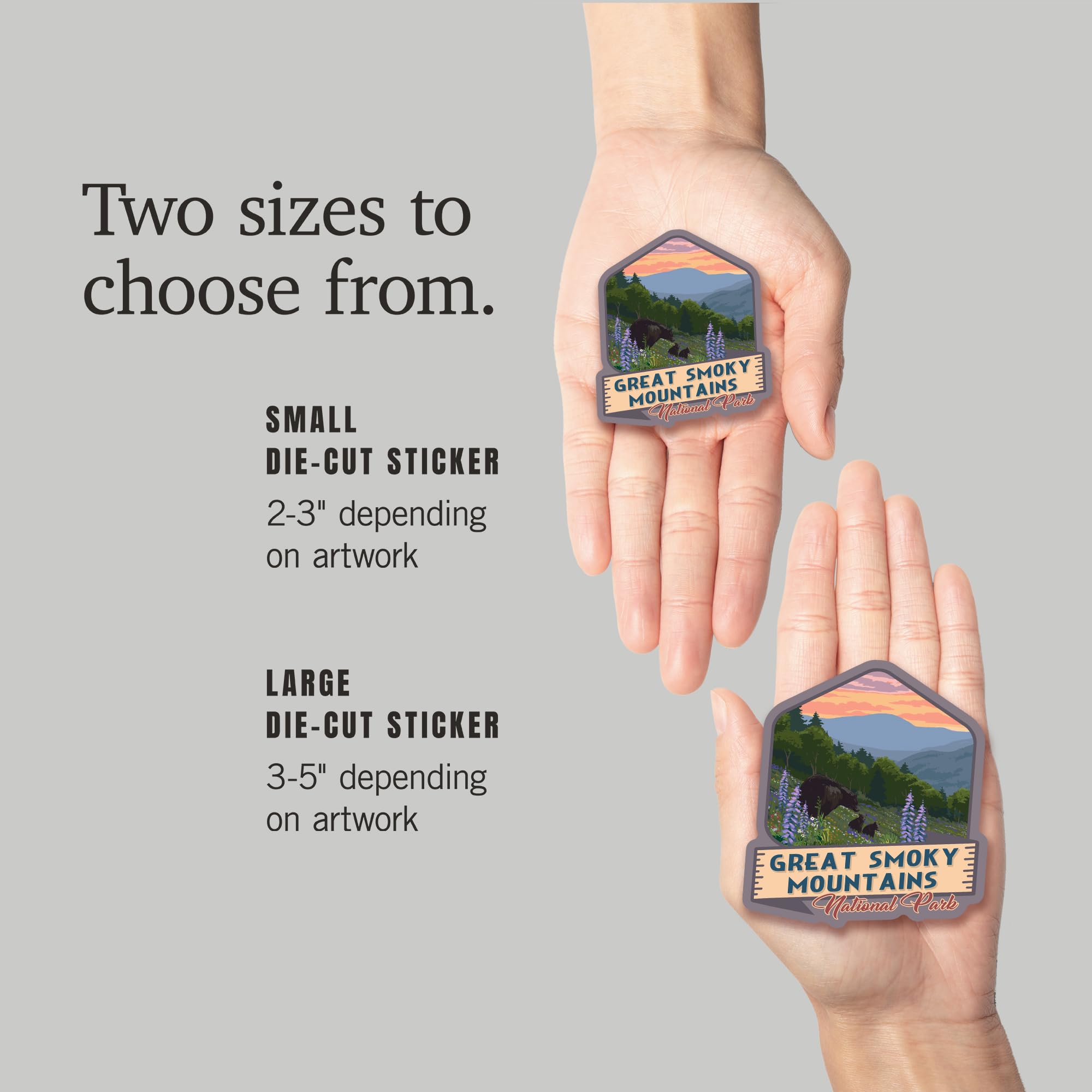 Waterproof Die-Cut Vinyl Sticker - Great Smoky Mountains National Park Tennessee Bear & Spring Flowers Design (1-3 inch) - Perfect for Cars, Water Bottles, Laptops, Coolers, Notebooks & Outdoor Gear Decoration