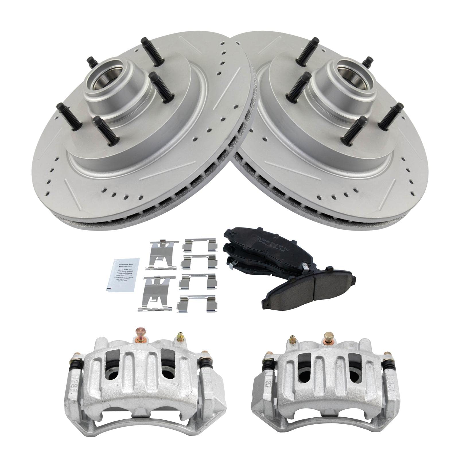 TRQ Front Performance Brake Pad & Rotor Kit - Ceramic Vented Premium G-Coated for 1997-1999 Ford F-150 - Smooth Stopping Power for Highway & Off-Road Driving