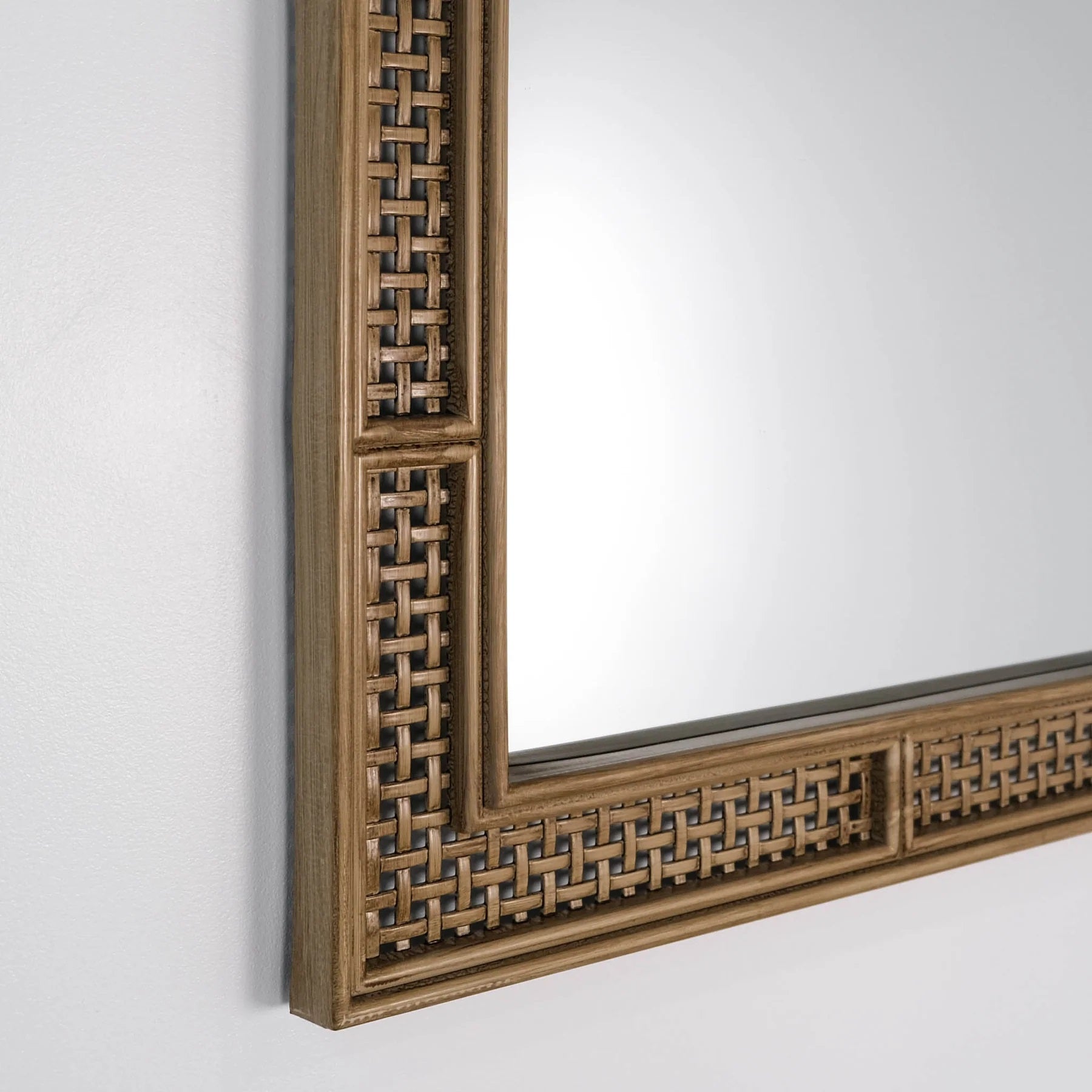 Natural Rattan Arched Mirror - 24x36 Inches, Boho Wall Decor for Living Room, Bedroom, or Entryway