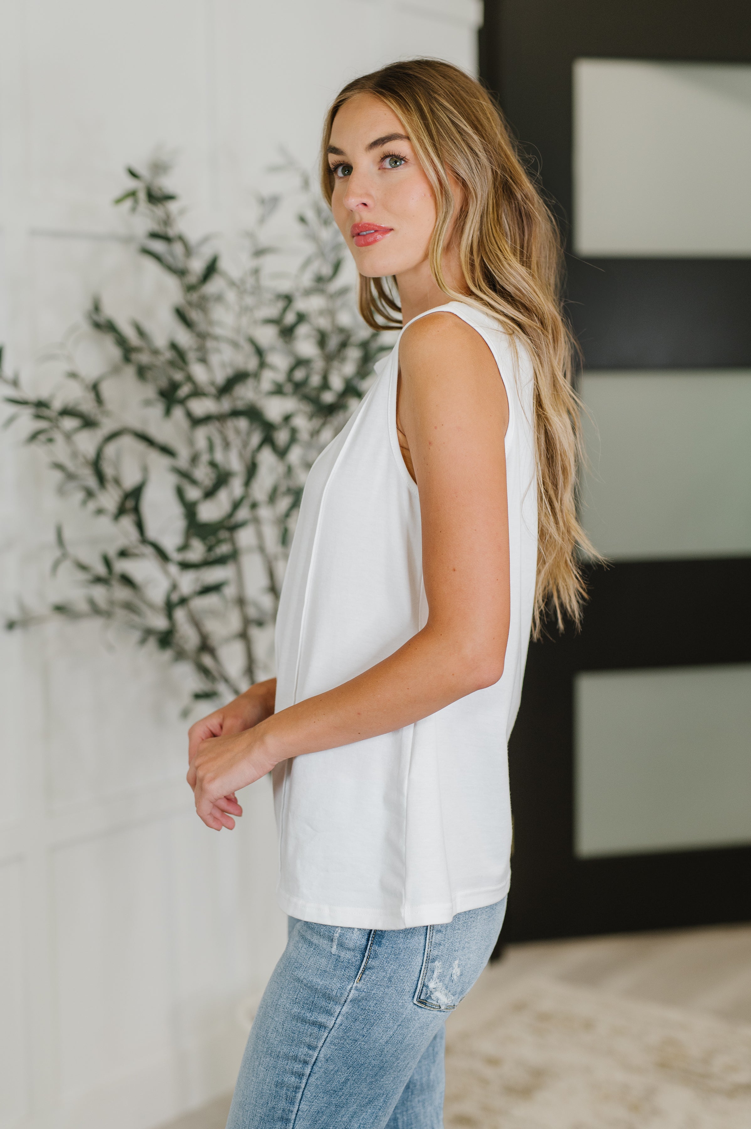 New Normal Pleat Detail Sleeveless Top in White | Women's Fashion Blouse | Perfect for Summer, Office Wear & Casual Outfits