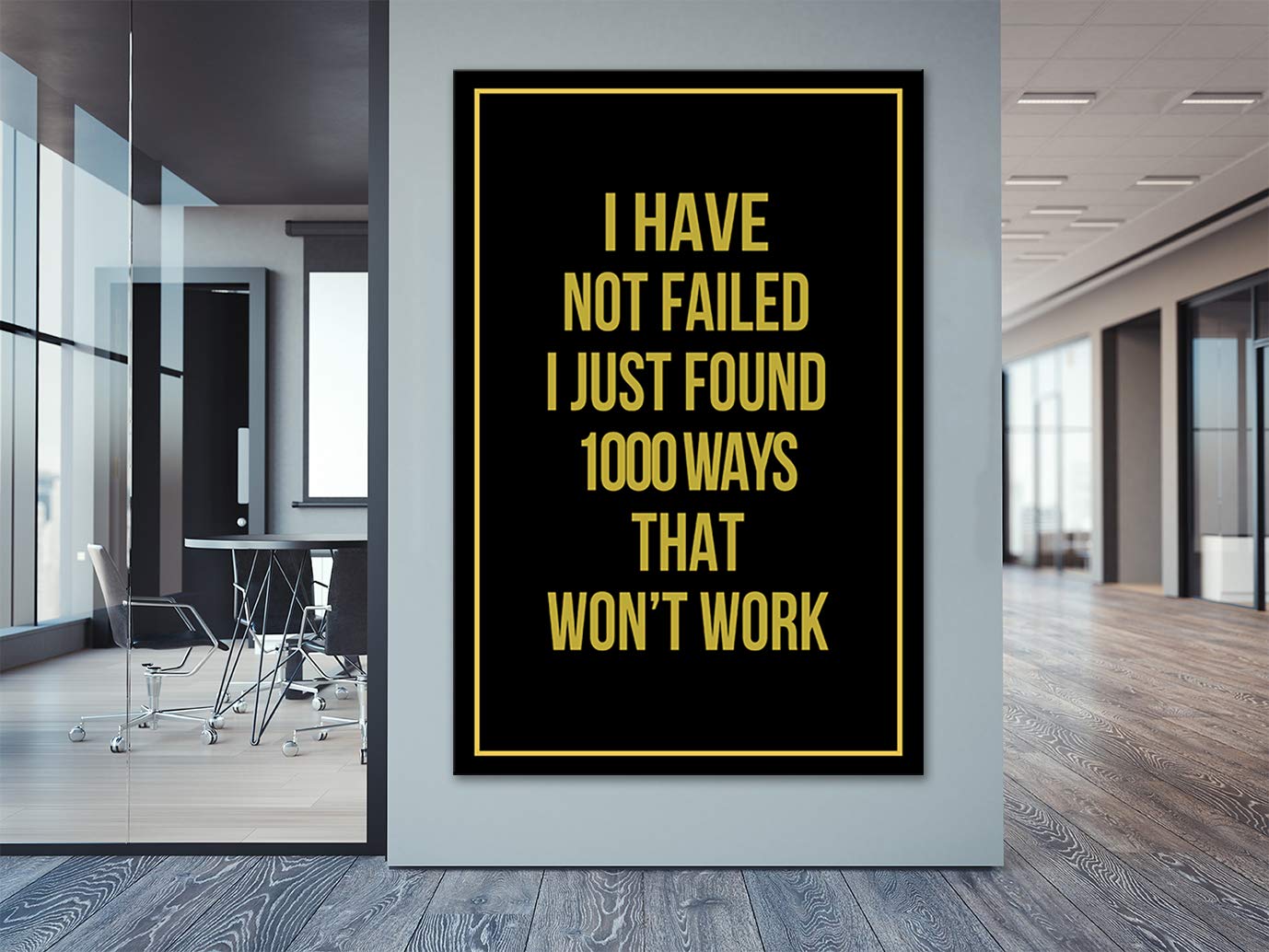 AMEMNY Hustle Inspirational Wall Art Canvas Print - Motivational Office & Home Decor - Success Entrepreneur Quote Painting - Ready to Hang Framed Poster for Living Room, Bedroom or Workspace