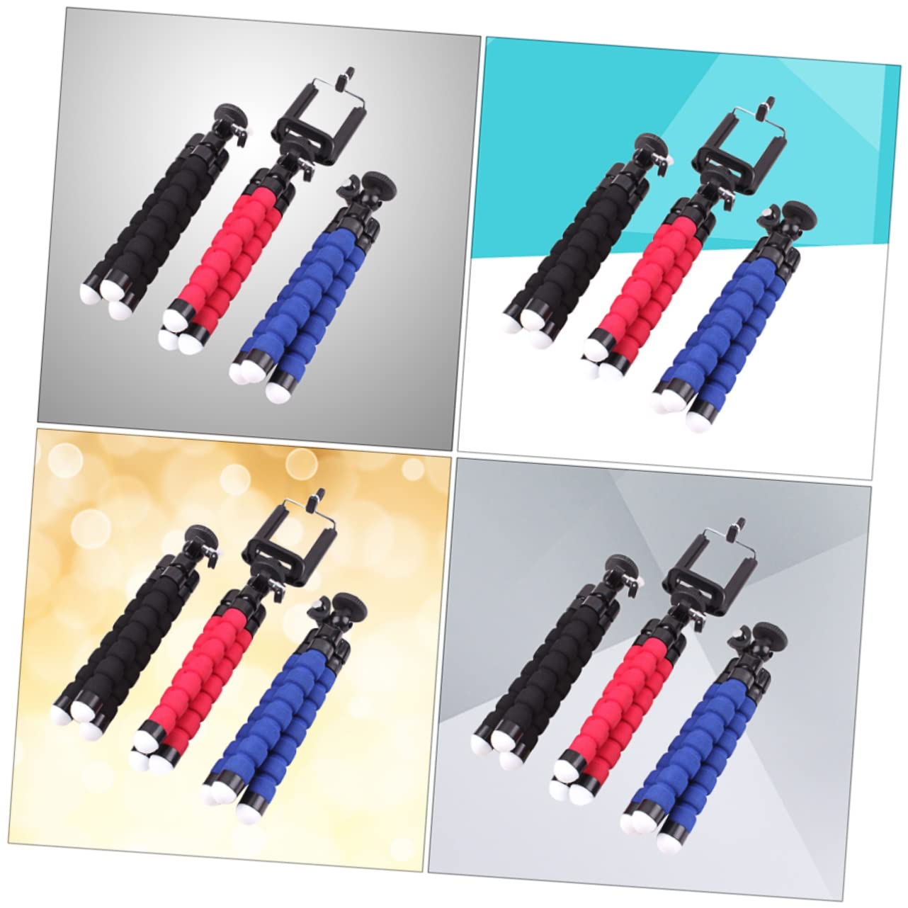 HOMSFOU 3-Pack Adjustable Smartphone Tripod Stand with Flexible Legs - Portable Phone Holder for Travel, Vlogging, Photography & Live Streaming - Compatible with iPhone, Android & Most Smartphones