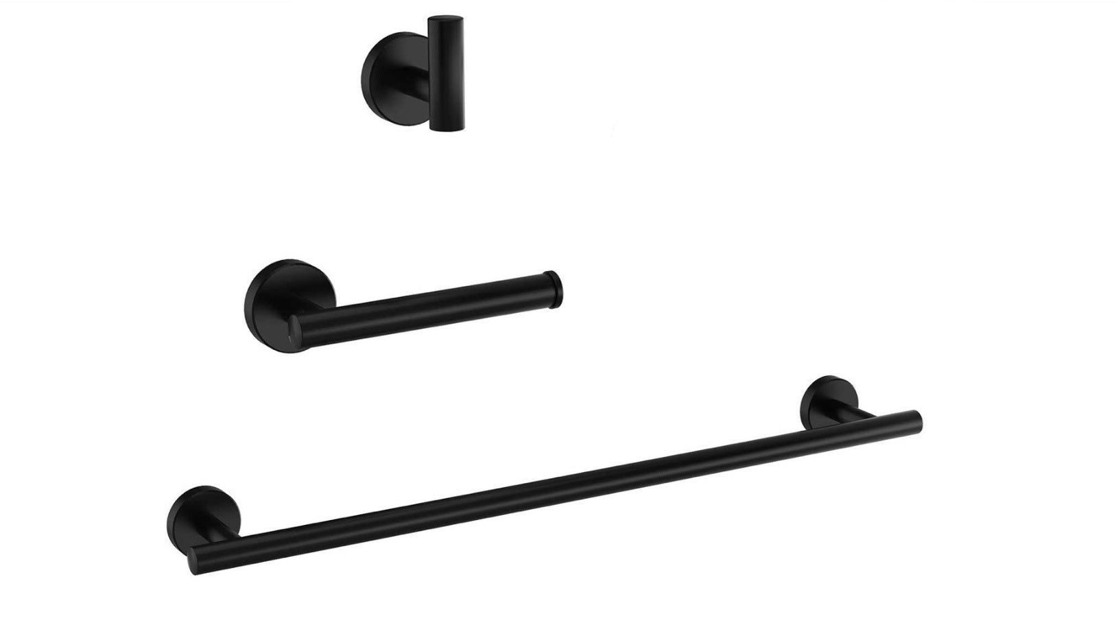 3-Piece Matte Black Bathroom Accessory Set - 22