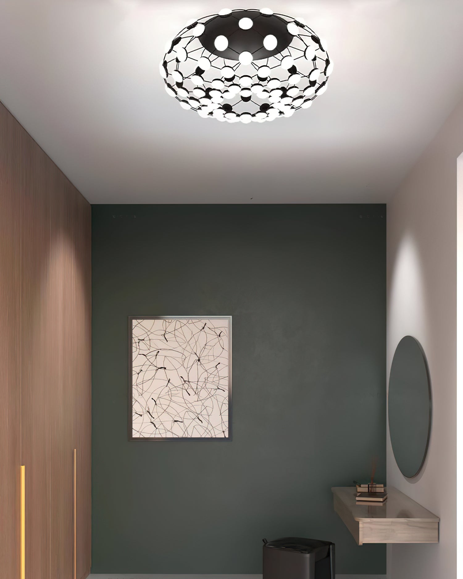 Modern Black and White Mesh Ceiling Lamp - Stylish Pendant Light for Living Room, Bedroom, Dining Room & Office Decor