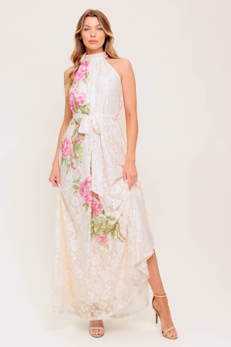 Botanical Dream Woven Lace Maxi Dress - Floral Summer Beach Dress for Women, Perfect for Vacations, Weddings & Boho Chic Outfits