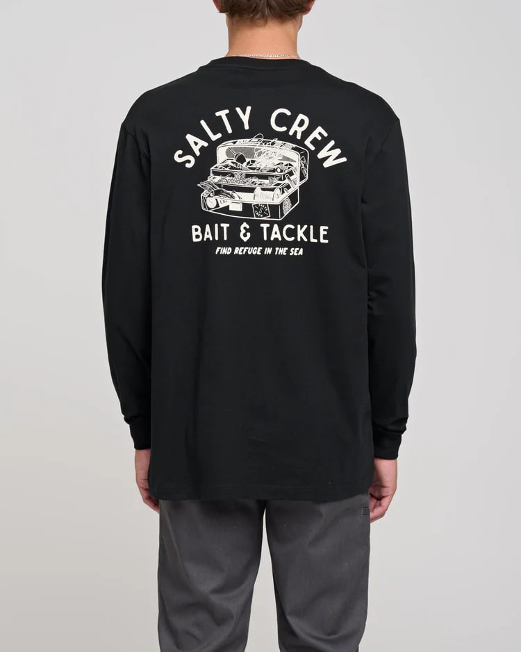 Salty Crew Bait & Tackle Standard Long Sleeve T-Shirt for Men - Fishing & Outdoor Activities Shirt - Comfortable Casual Wear for Anglers & Boat Crew
