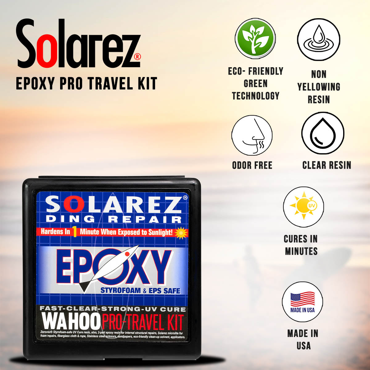 Solarez Epoxy Pro Travel Kit - Professional Ding Repair for Surfboards, Kayaks & Boats - Waterproof & UV Resistant for Outdoor Adventures