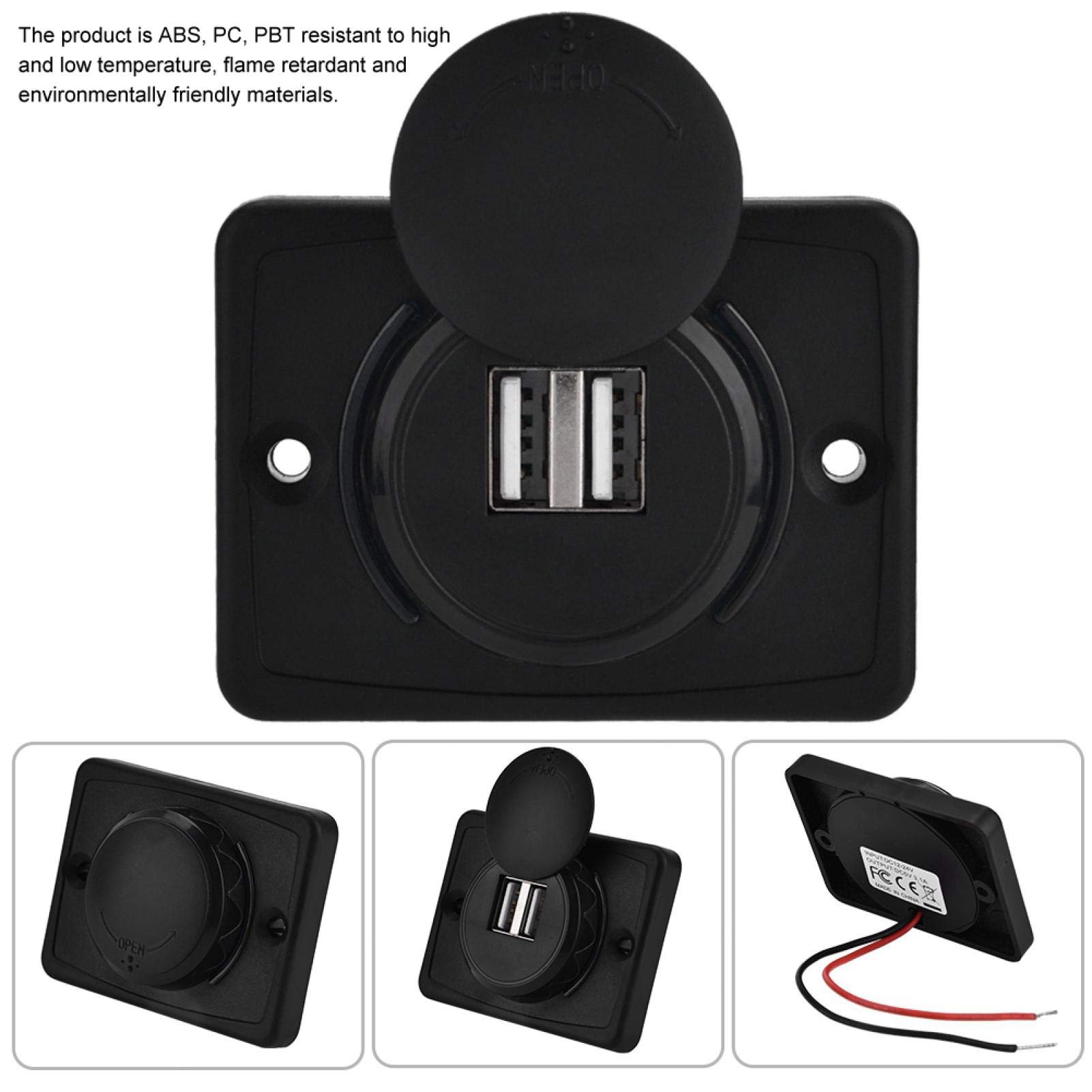 12V Dual USB Car Charger - 3.1A Fast Charging, Waterproof for Marine & Auto Use